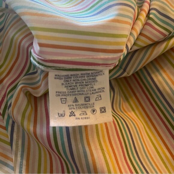 Lands’ End Rainbow Striped Button-down Blouse 14 - Picture 7 of 8